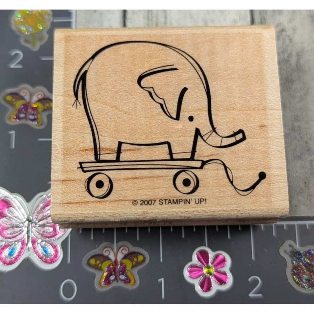Stampin' Up! Elephant Wagon 2007 Rubber Stamp Wood #M88